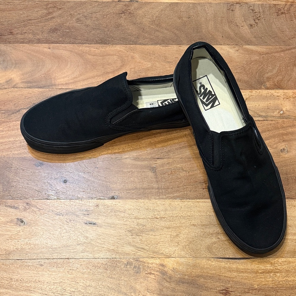 Vans Men's Black Canvas Slip-On Sneakers